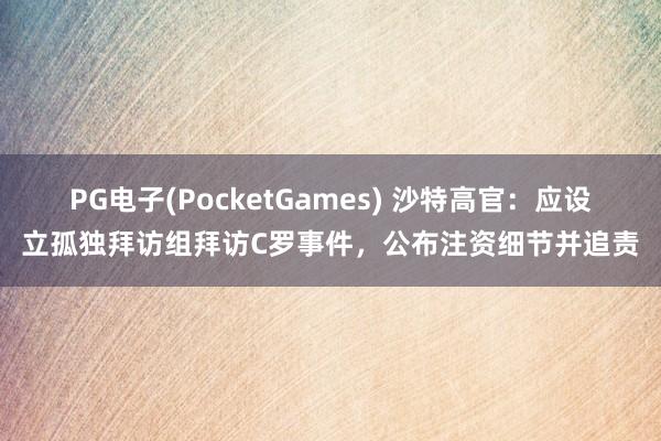 PG电子(PocketGames) 沙特高官：应设立孤独拜访组拜访C罗事件，公布注资细节并追责