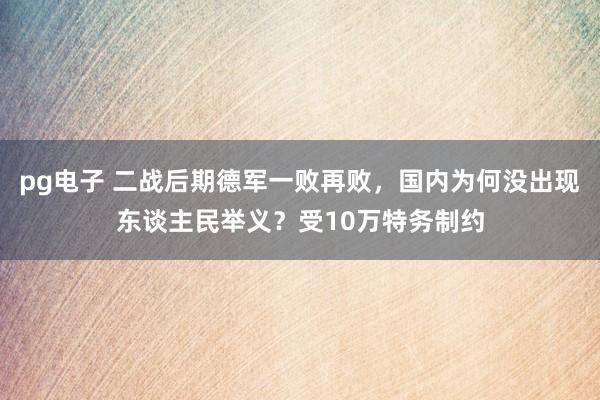 pg电子 二战后期德军一败再败，国内为何没出现东谈主民举义？受10万特务制约