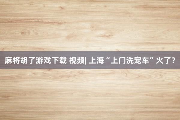 麻将胡了游戏下载 视频| 上海“上门洗宠车”火了？