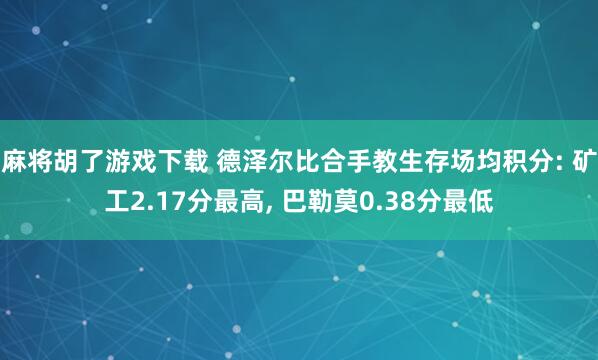 麻将胡了游戏下载 德泽尔比合手教生存场均积分: 矿工2.17分最高, 巴勒莫0.38分最低