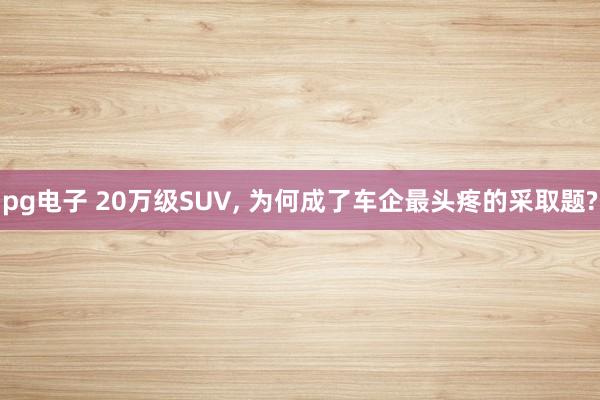 pg电子 20万级SUV, 为何成了车企最头疼的采取题?