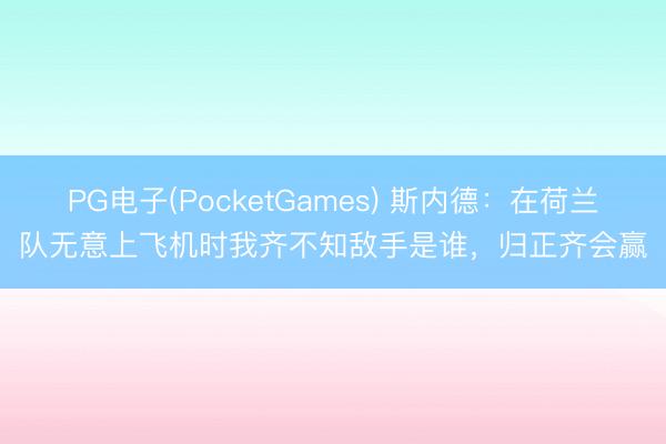 PG电子(PocketGames) 斯内德：在荷兰队无意上飞机时我齐不知敌手是谁，归正齐会赢