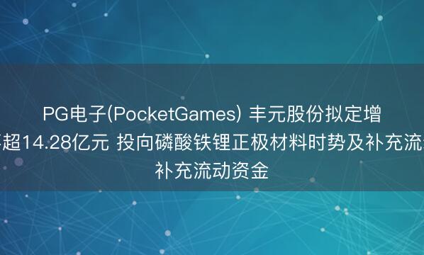 PG电子(PocketGames) 丰元股份拟定增募资不超14.28亿元 投向磷酸铁锂正极材料时势及补充流动资金